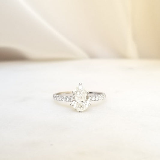 1.01 CT Pear Lab-Created Diamond Hidden Halo Engagement Ring 1