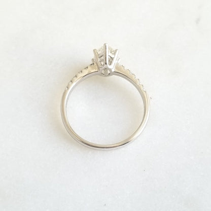 1.01 CT Pear Cut Pave CVD E/VS1 Diamond Engagement Ring 4