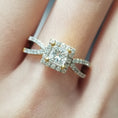 Load image into Gallery viewer, 0.50 CT Princess Cut Lab-Grown Diamond Halo with Pave Split Shank Engagement Ring
