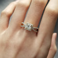 Load image into Gallery viewer, 0.50 CT Princess Cut Lab-Grown Diamond Halo with Pave Split Shank Engagement Ring
