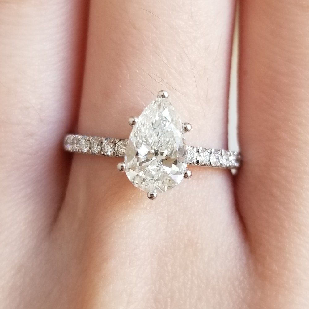 1.01 CT Pear Lab-Created Diamond Hidden Halo Engagement Ring 3