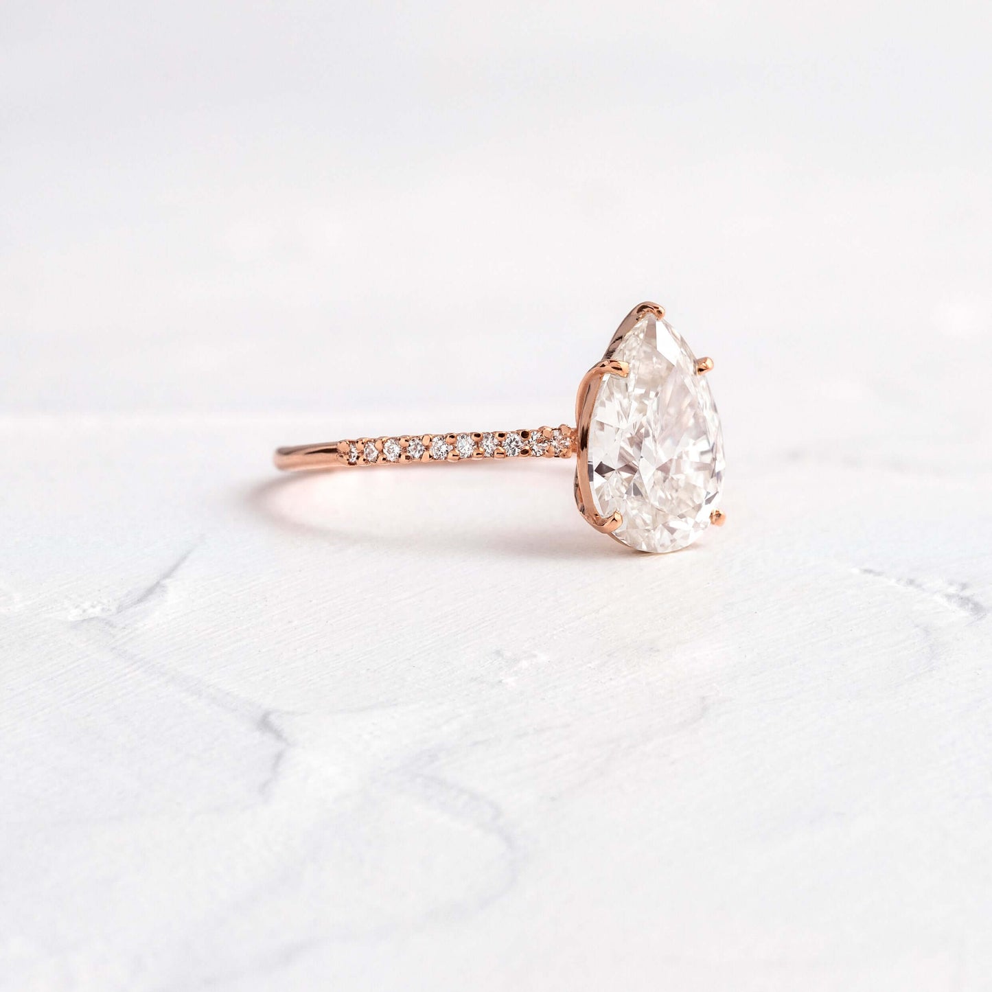 Pave-Pear Lab Grown Diamond Engagement Ring