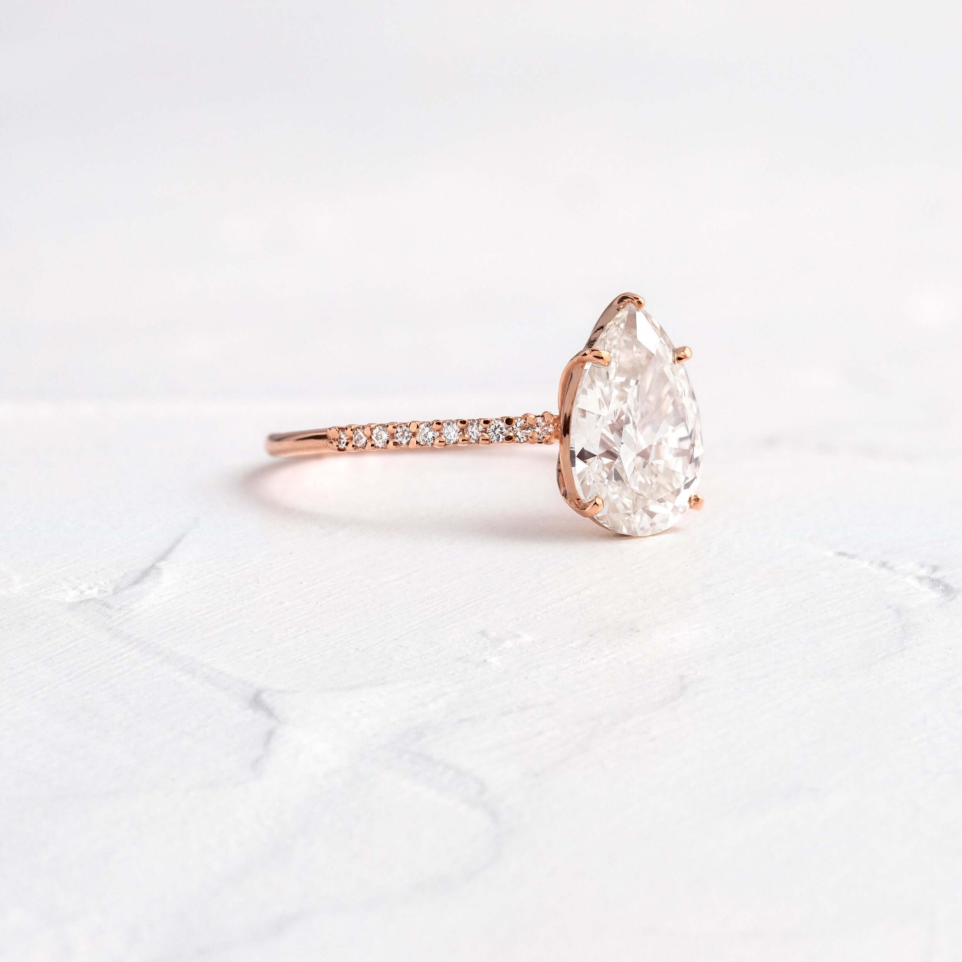 Pave-Pear Lab Grown Diamond Engagement Ring