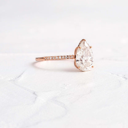 Pave-Pear Lab Grown Diamond Engagement Ring