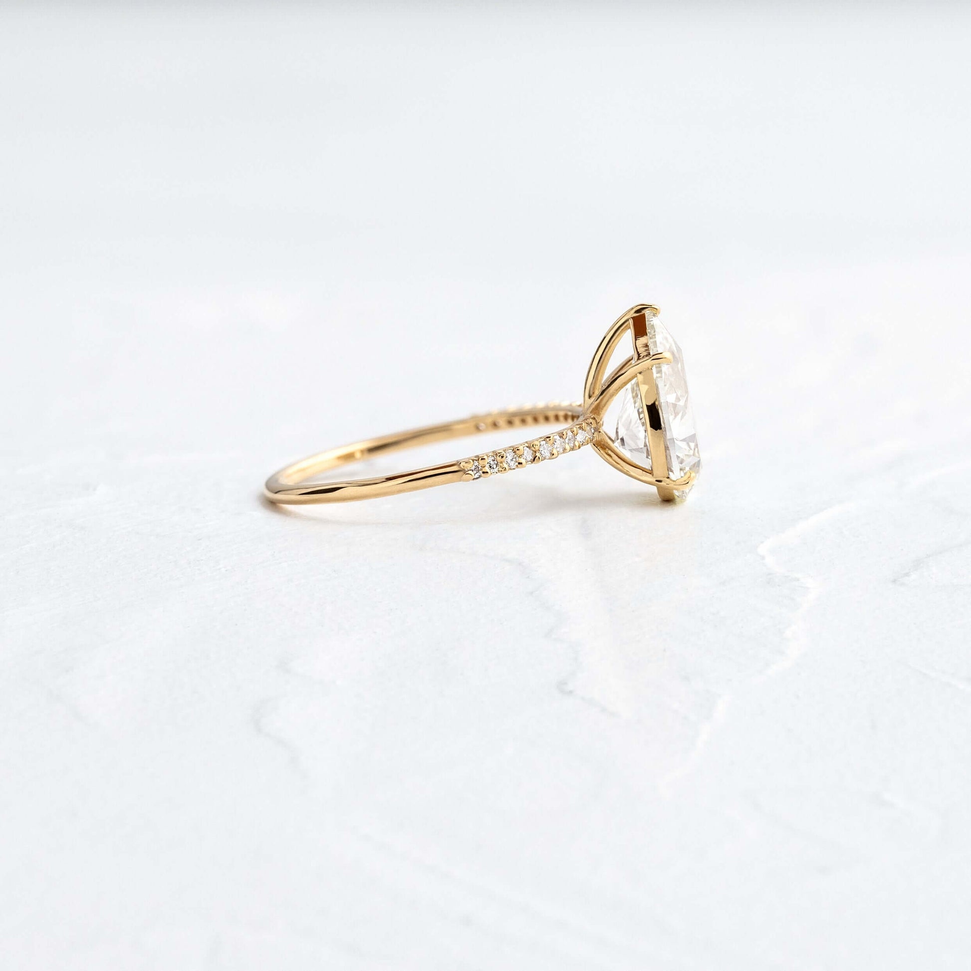 Pave-Pear Lab Grown Diamond Engagement Ring