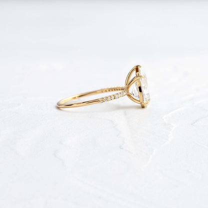 Pave-Pear Lab Grown Diamond Engagement Ring