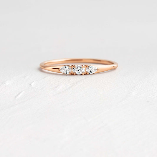 Three Stone- 0.15 CT Oval & Pear Lab Grown Diamond Wedding Band