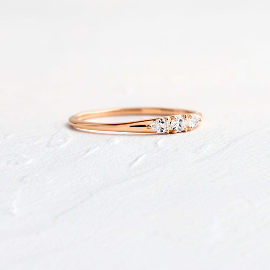 Three Stone- 0.15 CT Oval & Pear Lab Grown Diamond Wedding Band