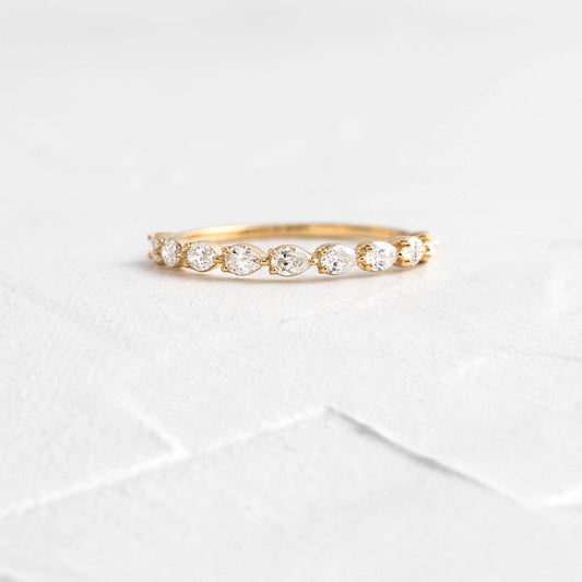 Half Eternity- 0.45 CT Pear Lab Grown Diamond Wedding Band