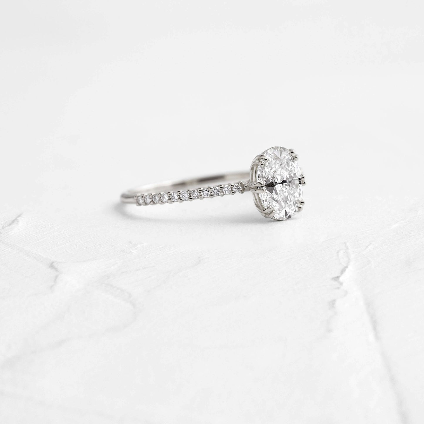 Pave-Oval Lab Grown Diamond Engagement Ring
