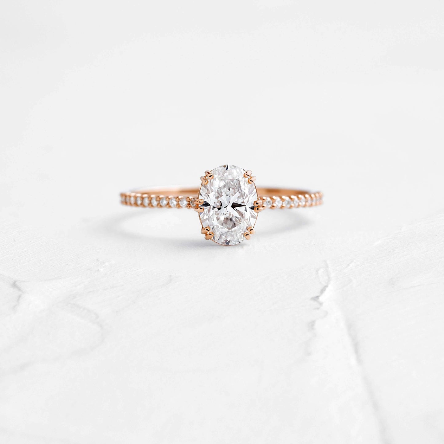 Pave-Oval Lab Grown Diamond Engagement Ring