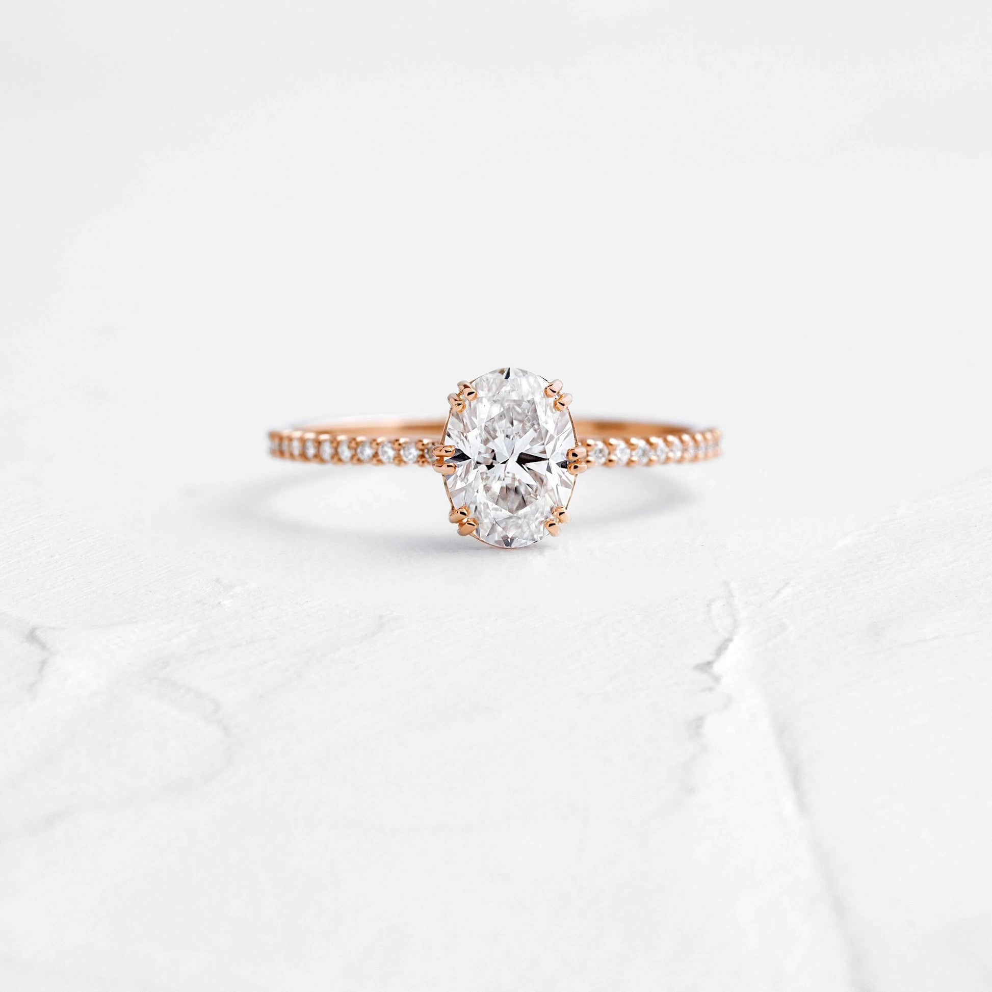Pave-Oval Lab Grown Diamond Engagement Ring