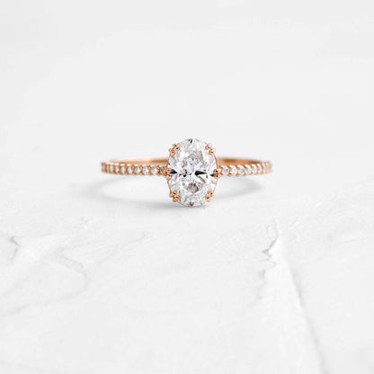 Pave-Oval Lab Grown Diamond Engagement Ring