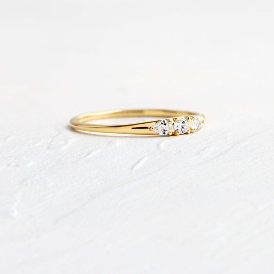 Three Stone- 0.20 CT Oval & Pear Lab Grown Diamond Wedding Band