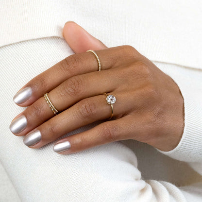 Hidden Halo-Rose Cut Lab Grown Diamond Engagement Ring