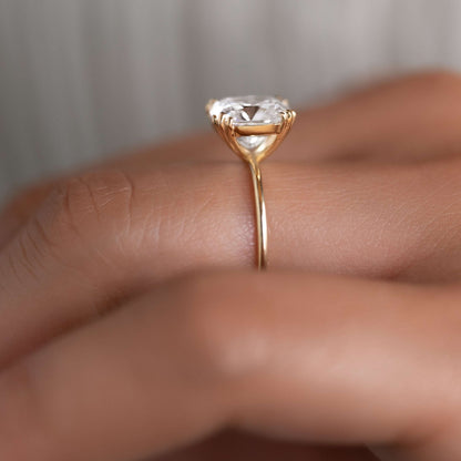 Solitaire Triple Prong-Elongated Cushion Lab Grown Diamond Engagement Ring