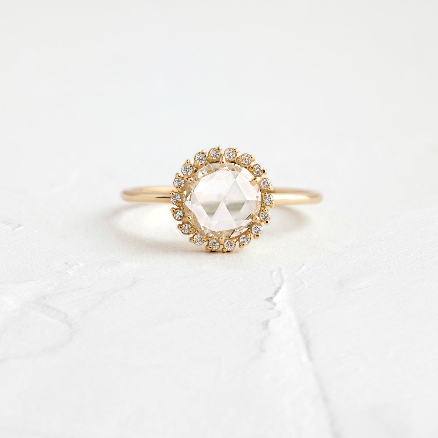 Halo-Rose Cut Lab Grown Diamond Engagement Ring