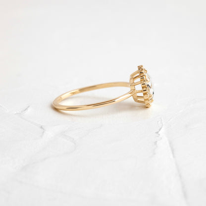Halo-Rose Cut Lab Grown Diamond Engagement Ring