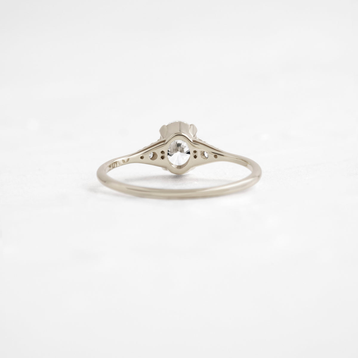 Cluster & Six Square Prong-Oval Lab Grown Diamond Engagement Ring