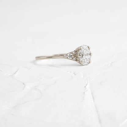 Cluster & Six Square Prong-Oval Lab Grown Diamond Engagement Ring
