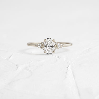 Cluster & Six Square Prong-Oval Lab Grown Diamond Engagement Ring