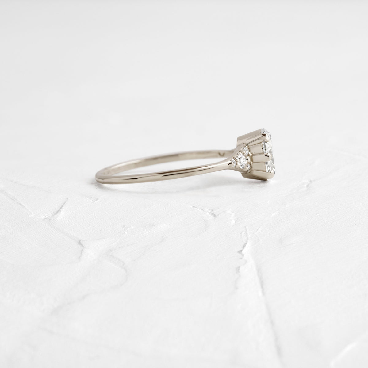 Cluster & Six Square Prong-Oval Lab Grown Diamond Engagement Ring
