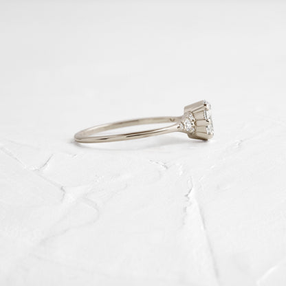 Cluster & Six Square Prong-Oval Lab Grown Diamond Engagement Ring