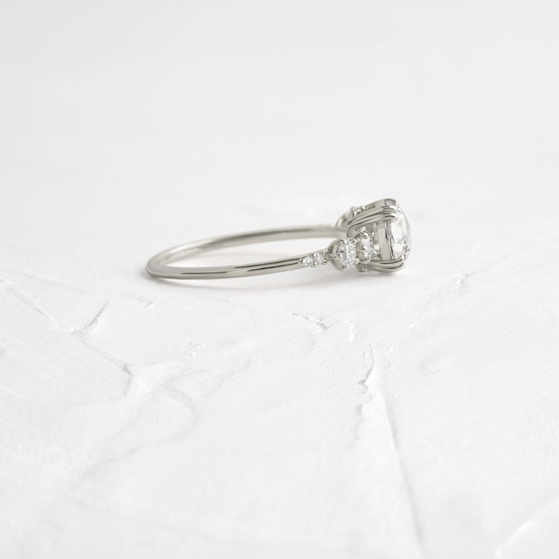 Cluster-Rose Cut Lab Grown Diamond Engagement Ring