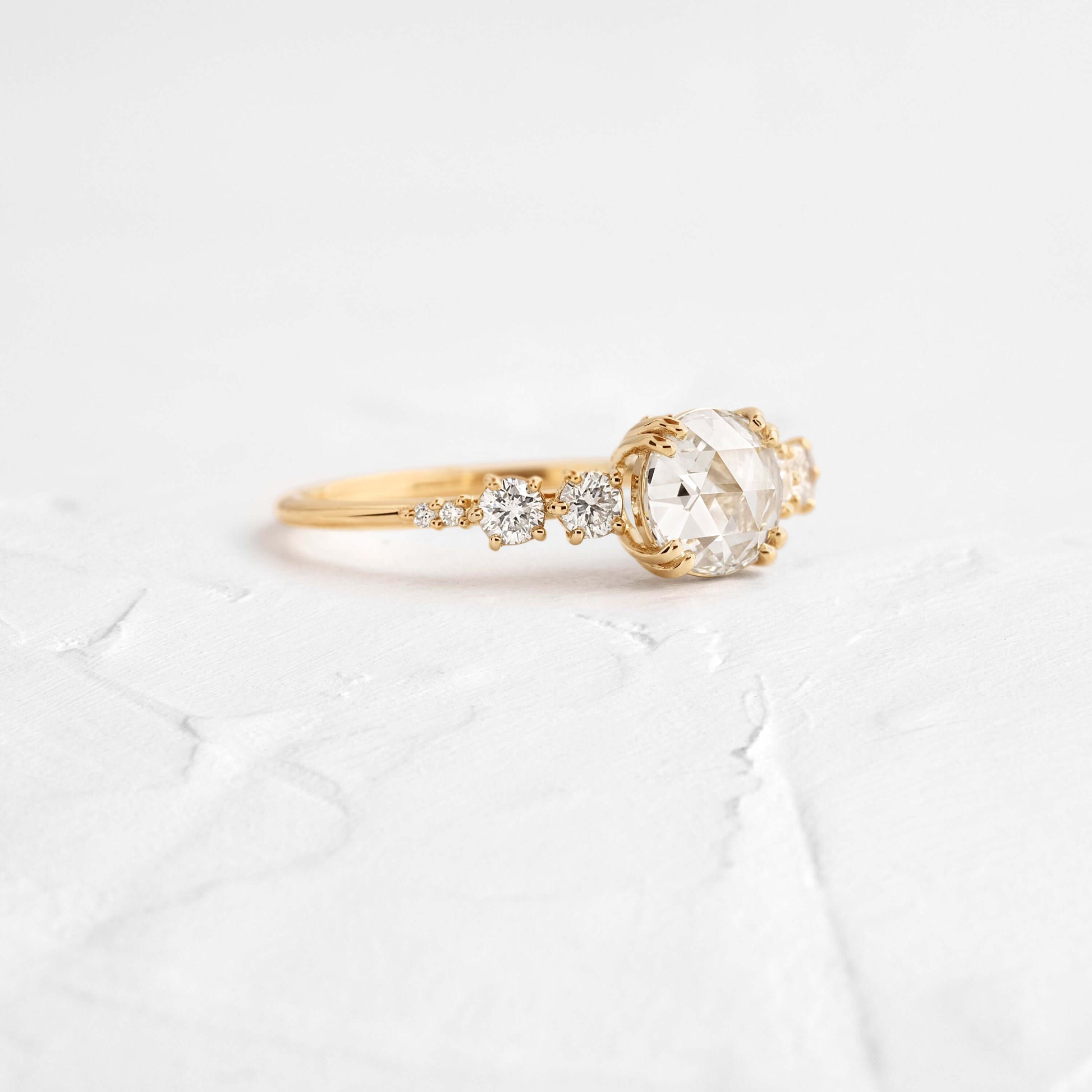 Cluster-Rose Cut Lab Grown Diamond Engagement Ring