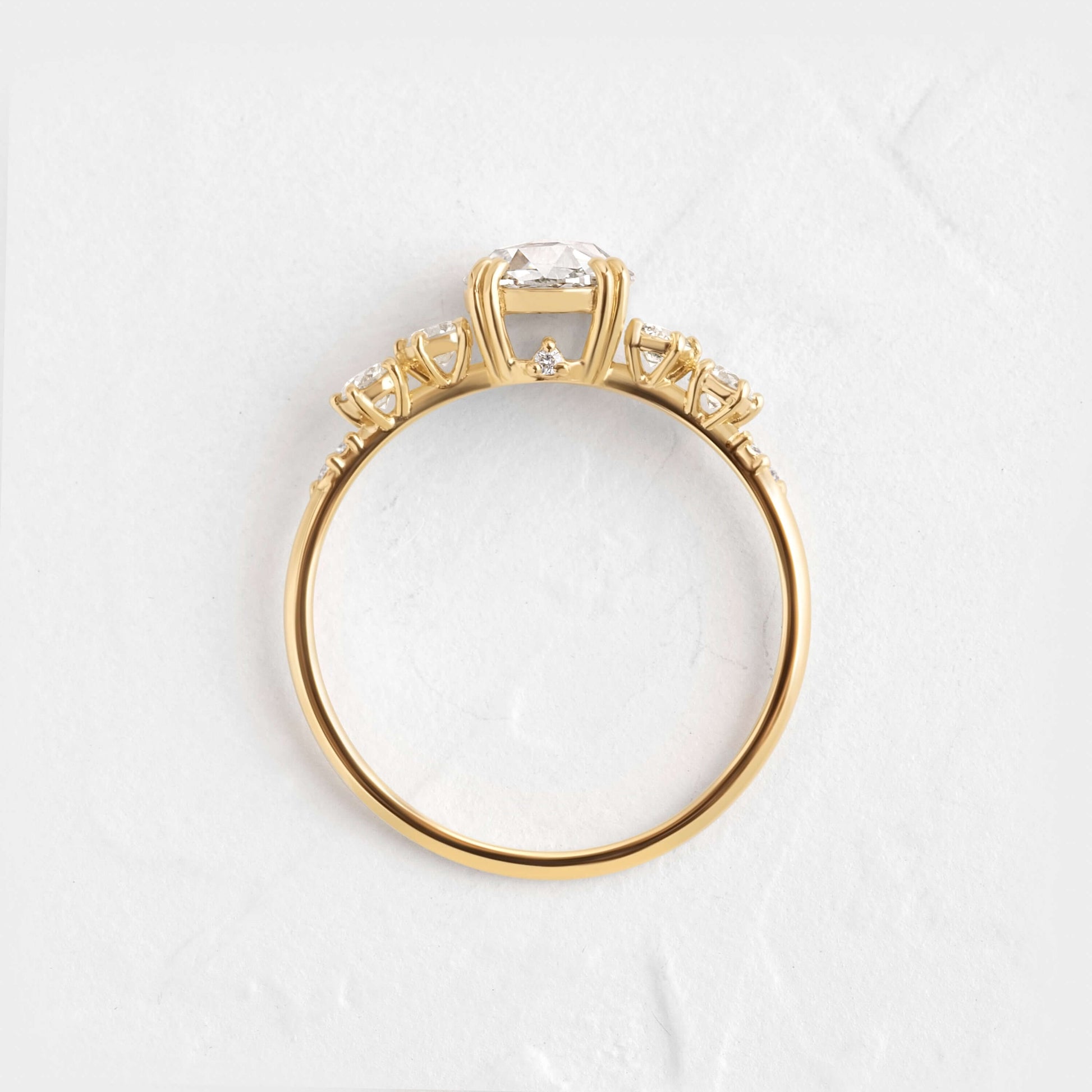 Cluster-Rose Cut Lab Grown Diamond Engagement Ring