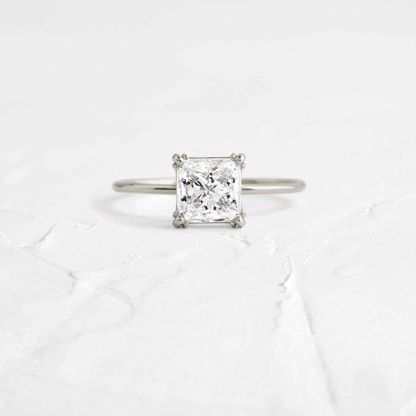 Solitaire Triple Prong-Princess Lab Grown Diamond Engagement Ring