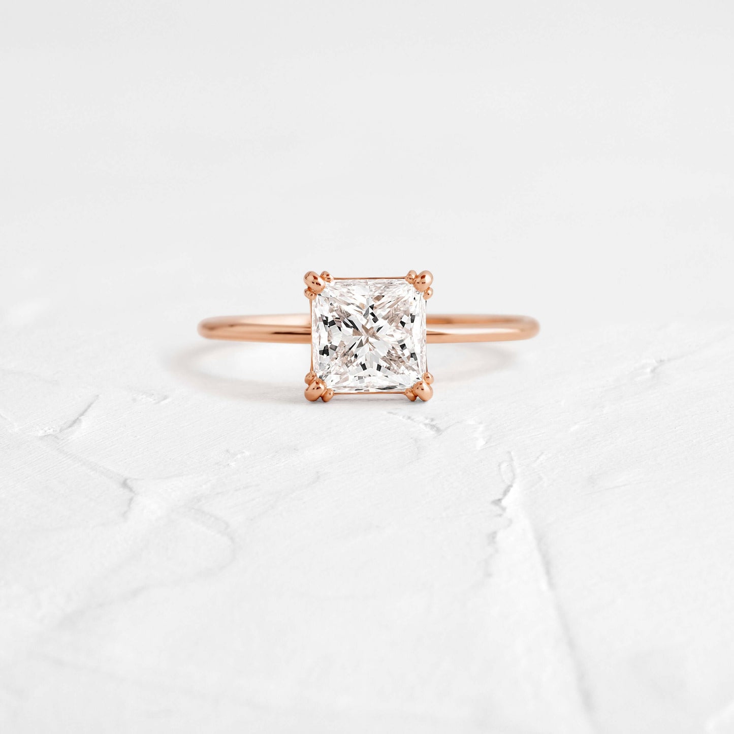 Solitaire Triple Prong-Princess Lab Grown Diamond Engagement Ring