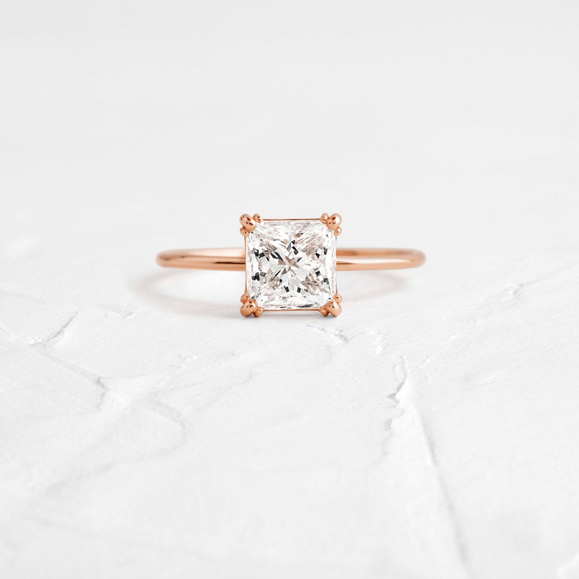 Solitaire Triple Prong-Princess Lab Grown Diamond Engagement Ring
