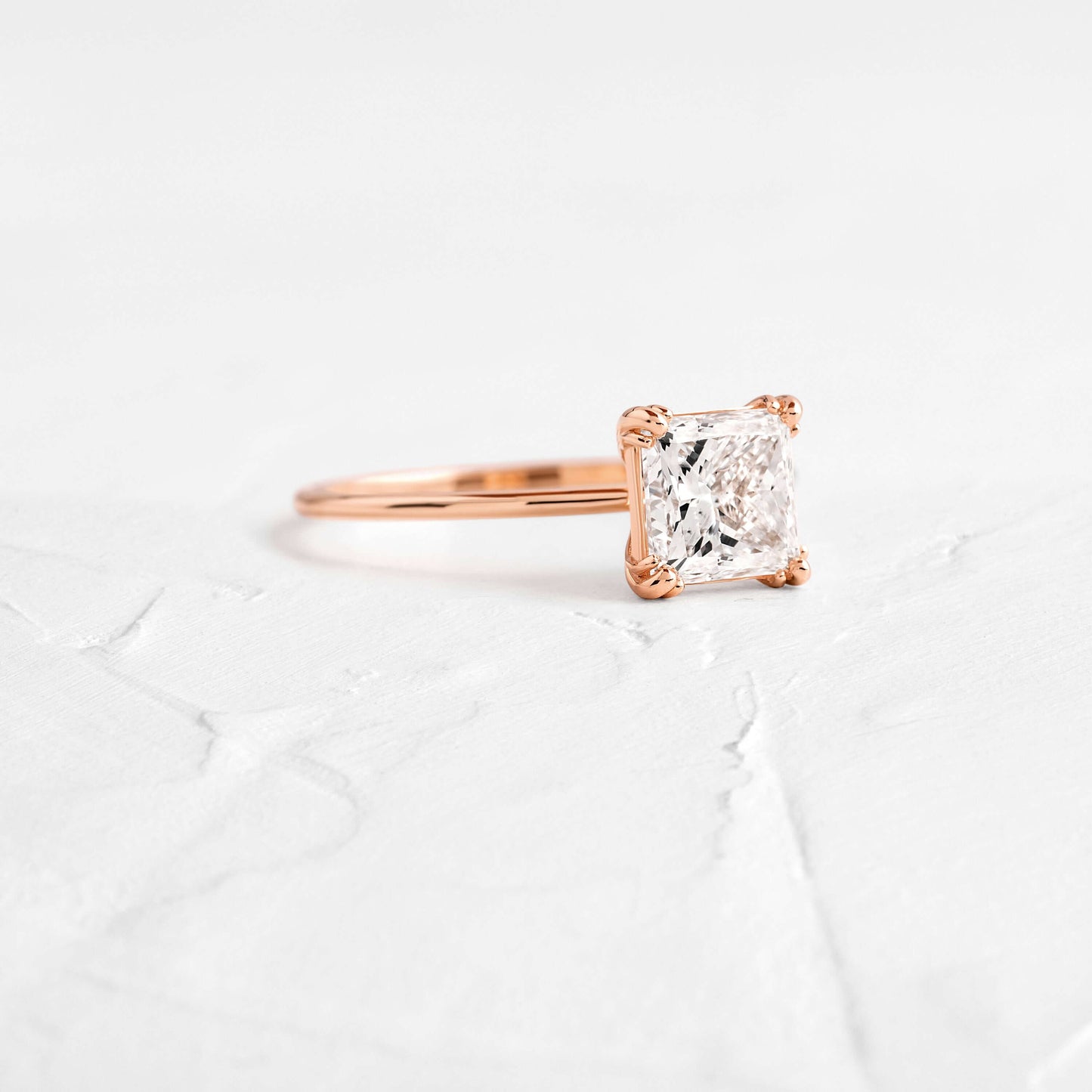 Solitaire Triple Prong-Princess Lab Grown Diamond Engagement Ring