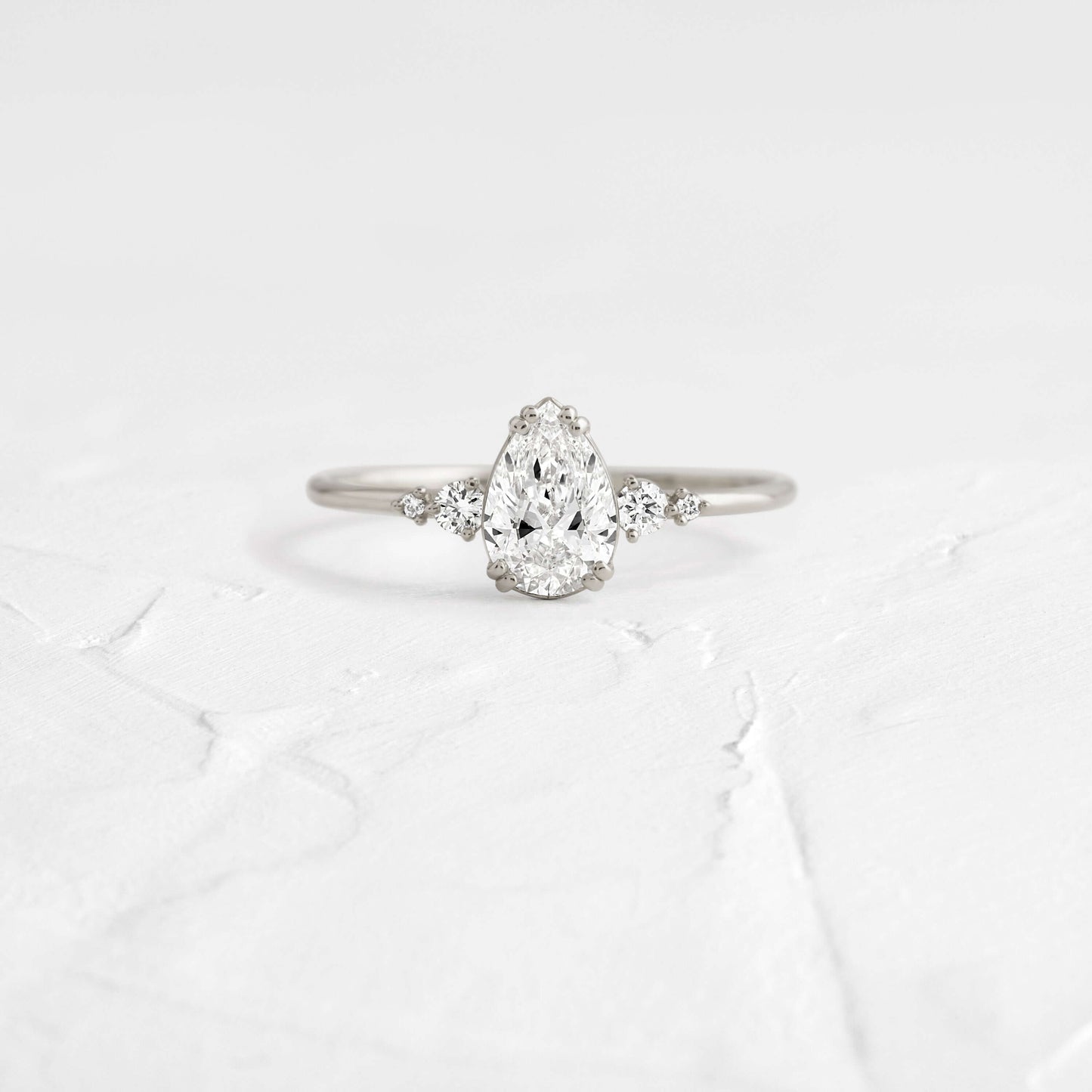 Cluster-Pear Lab Grown Diamond Engagement Ring