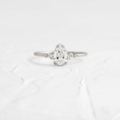 Cluster-Pear Lab Grown Diamond Engagement Ring
