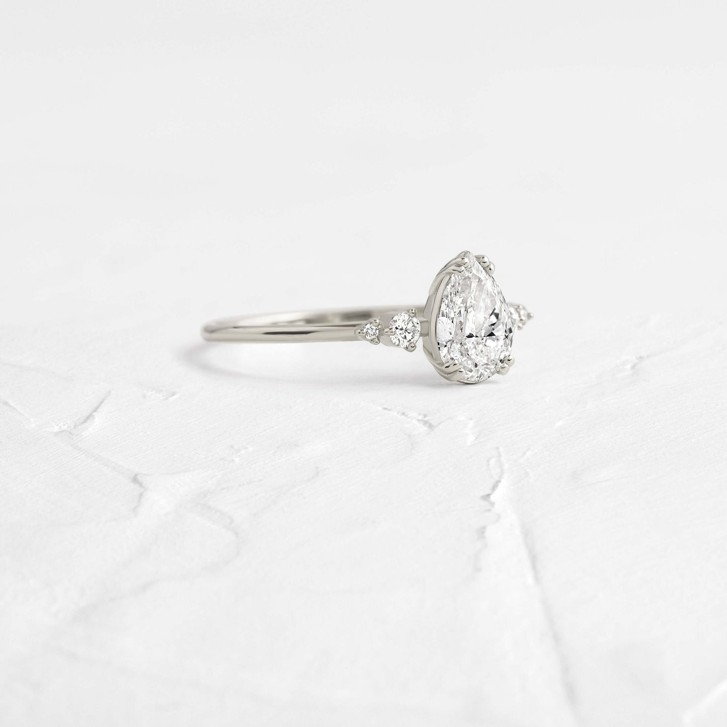 Cluster-Pear Lab Grown Diamond Engagement Ring