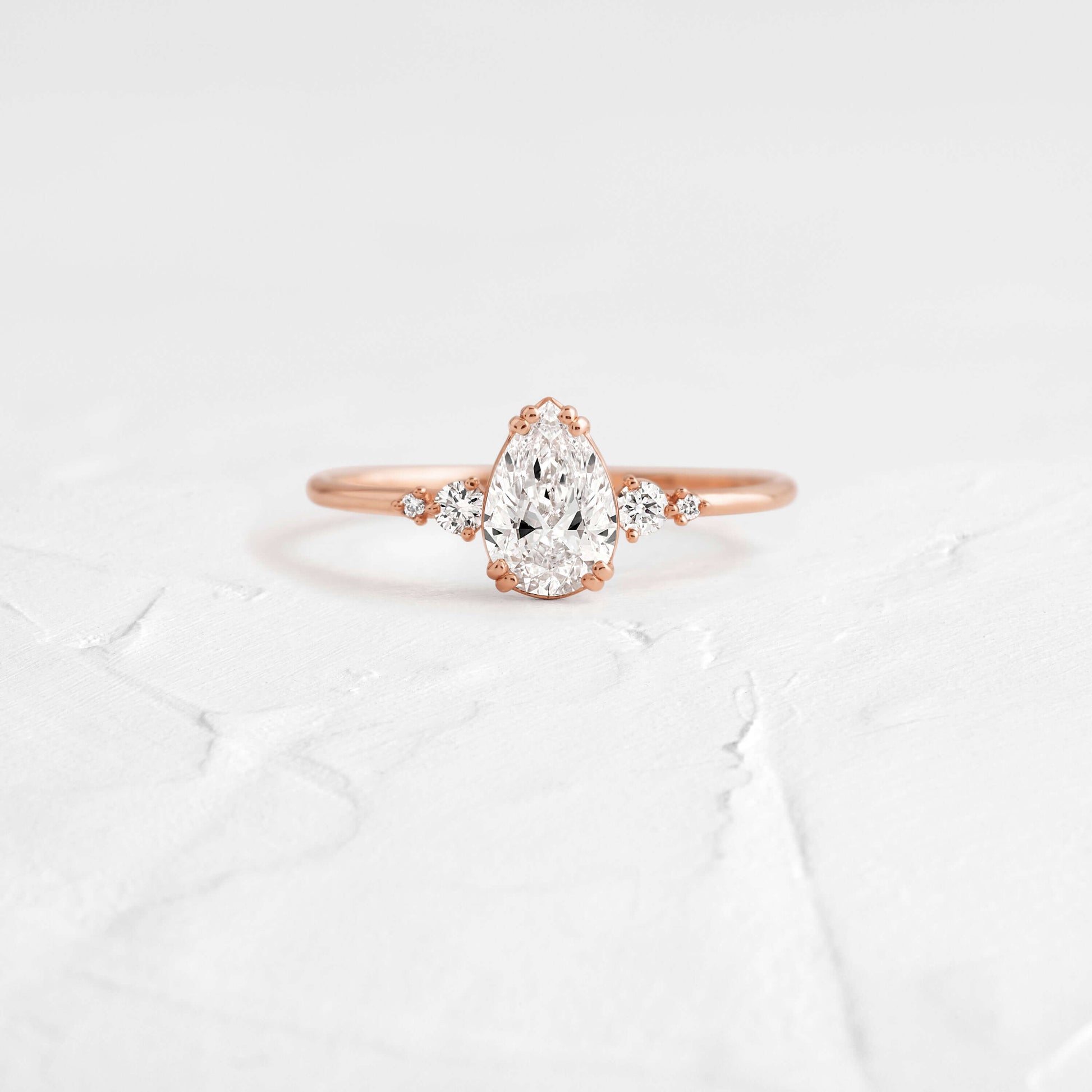 Cluster-Pear Lab Grown Diamond Engagement Ring