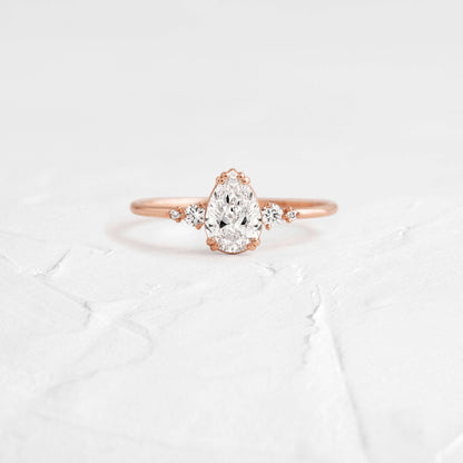 Cluster-Pear Lab Grown Diamond Engagement Ring