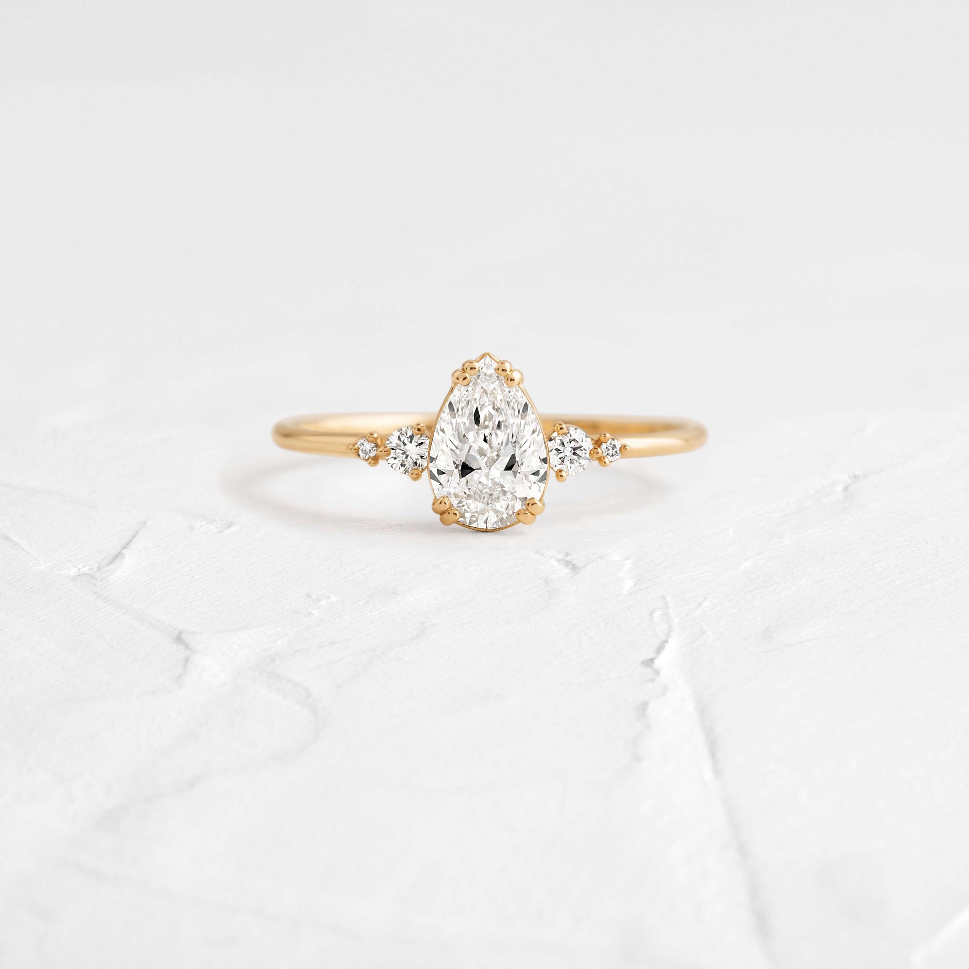 Cluster-Pear Lab Grown Diamond Engagement Ring
