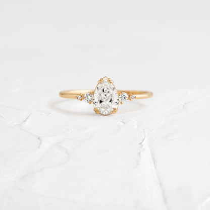 Cluster-Pear Lab Grown Diamond Engagement Ring