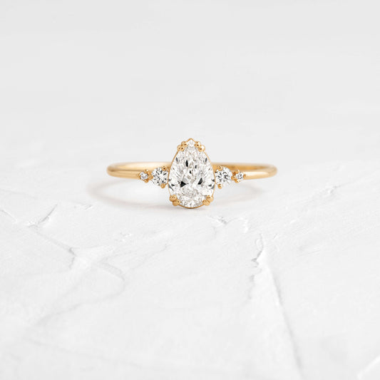 Cluster-Pear Lab Grown Diamond Engagement Ring