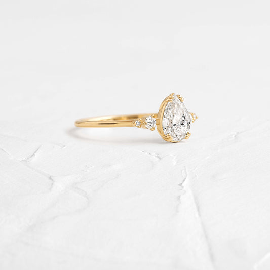 Cluster-Pear Lab Grown Diamond Engagement Ring