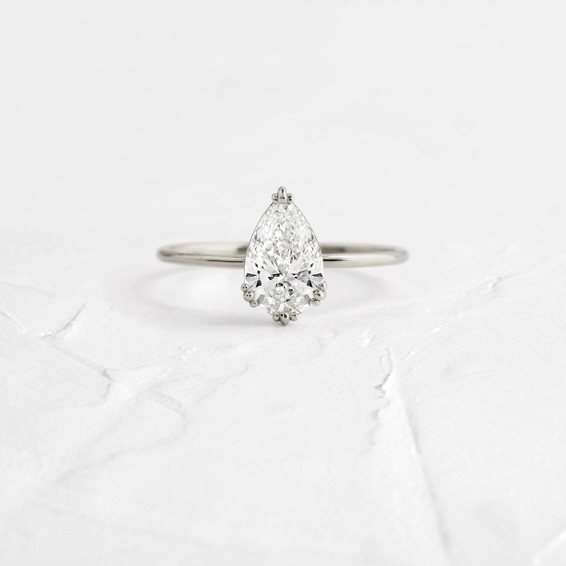 Solitaire Triple Prong-Pear Lab Grown Diamond Engagement Ring