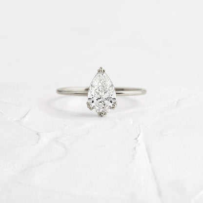 Solitaire Triple Prong-Pear Lab Grown Diamond Engagement Ring