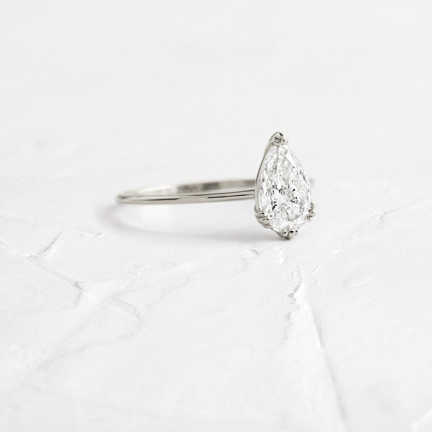 Solitaire Triple Prong-Pear Lab Grown Diamond Engagement Ring