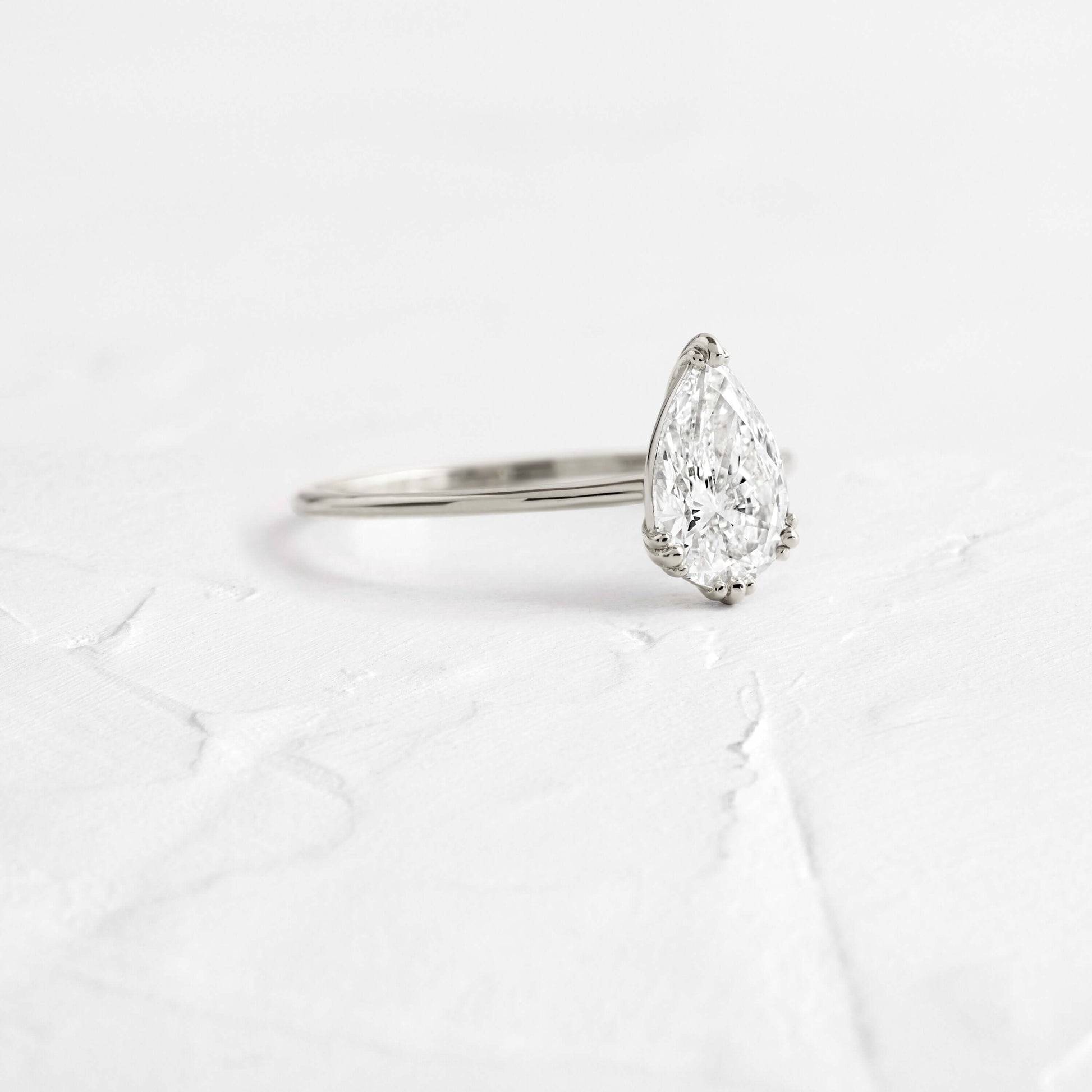 Solitaire Triple Prong-Pear Lab Grown Diamond Engagement Ring
