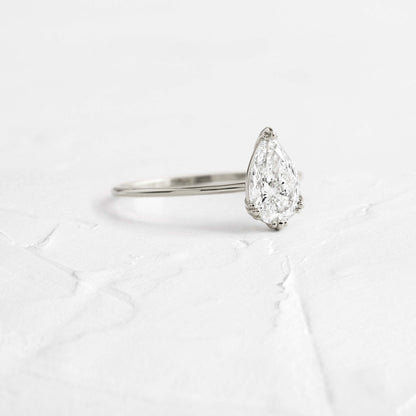 Solitaire Triple Prong-Pear Lab Grown Diamond Engagement Ring