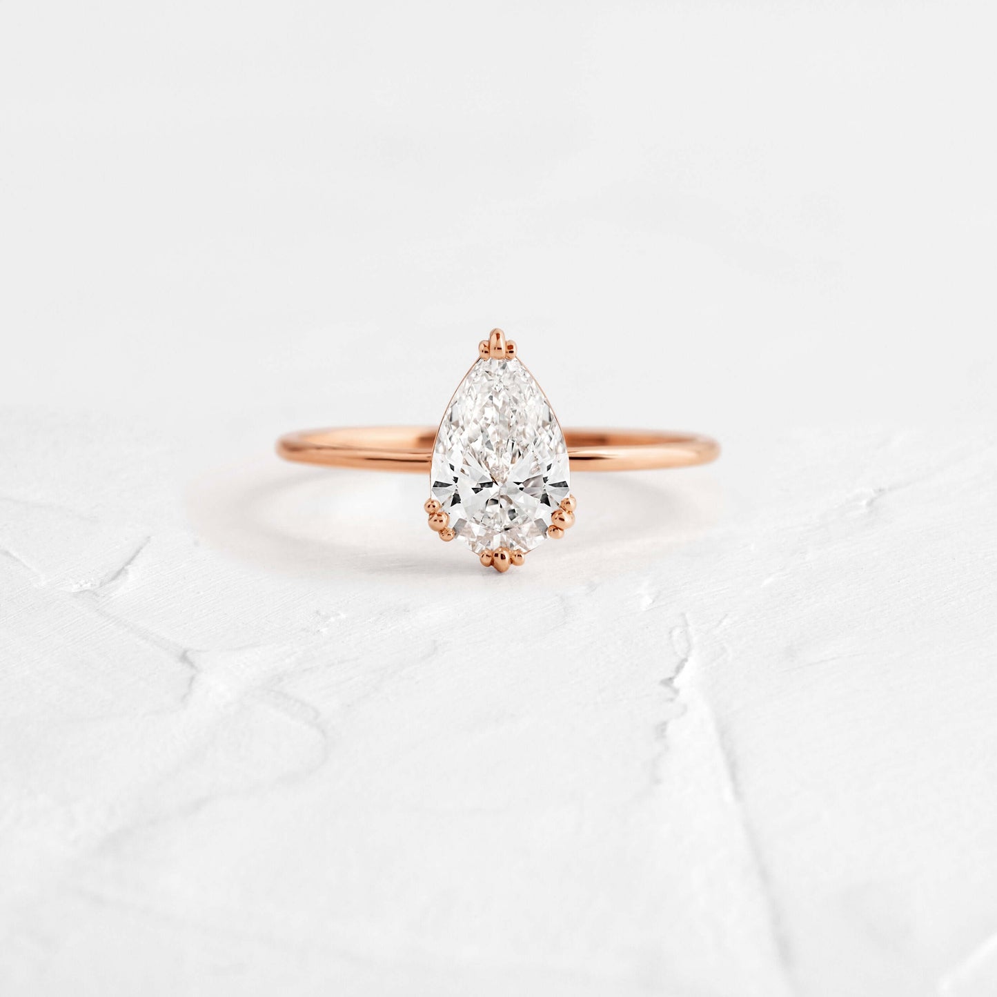 Solitaire Triple Prong-Pear Lab Grown Diamond Engagement Ring