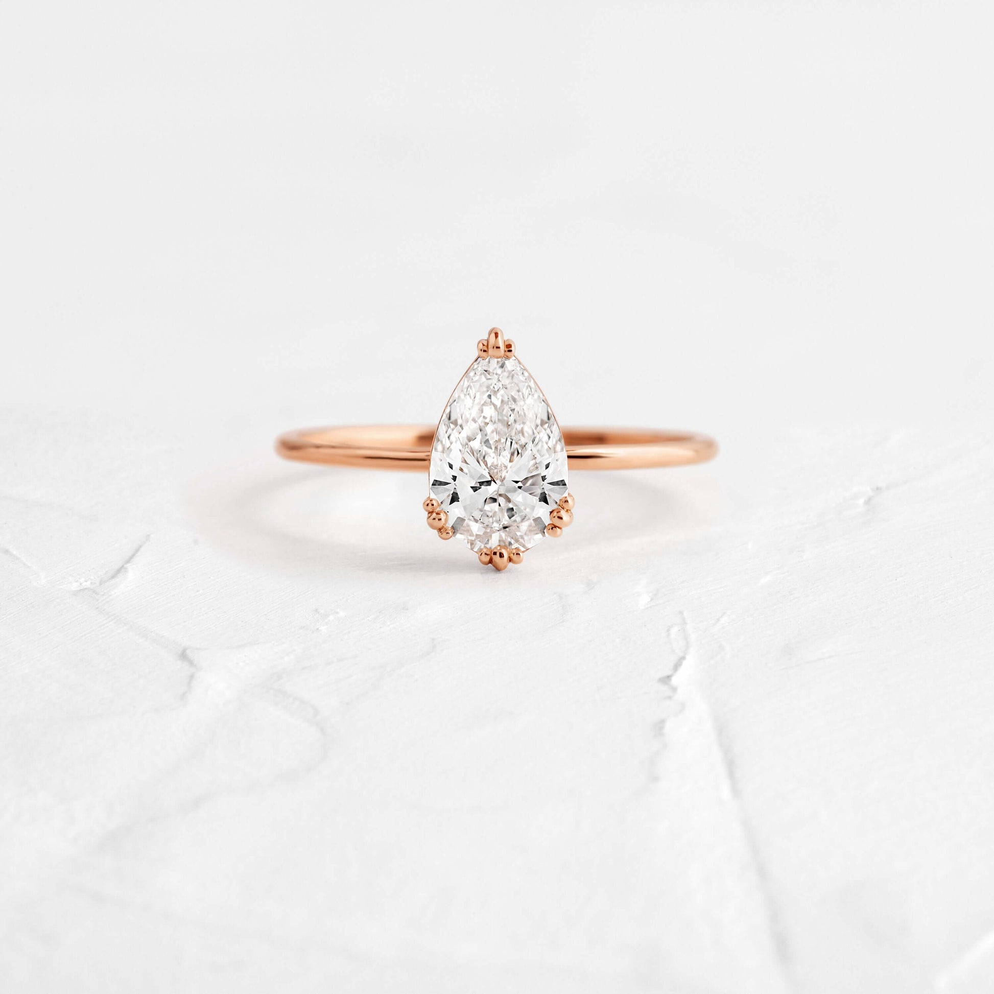 Solitaire Triple Prong-Pear Lab Grown Diamond Engagement Ring